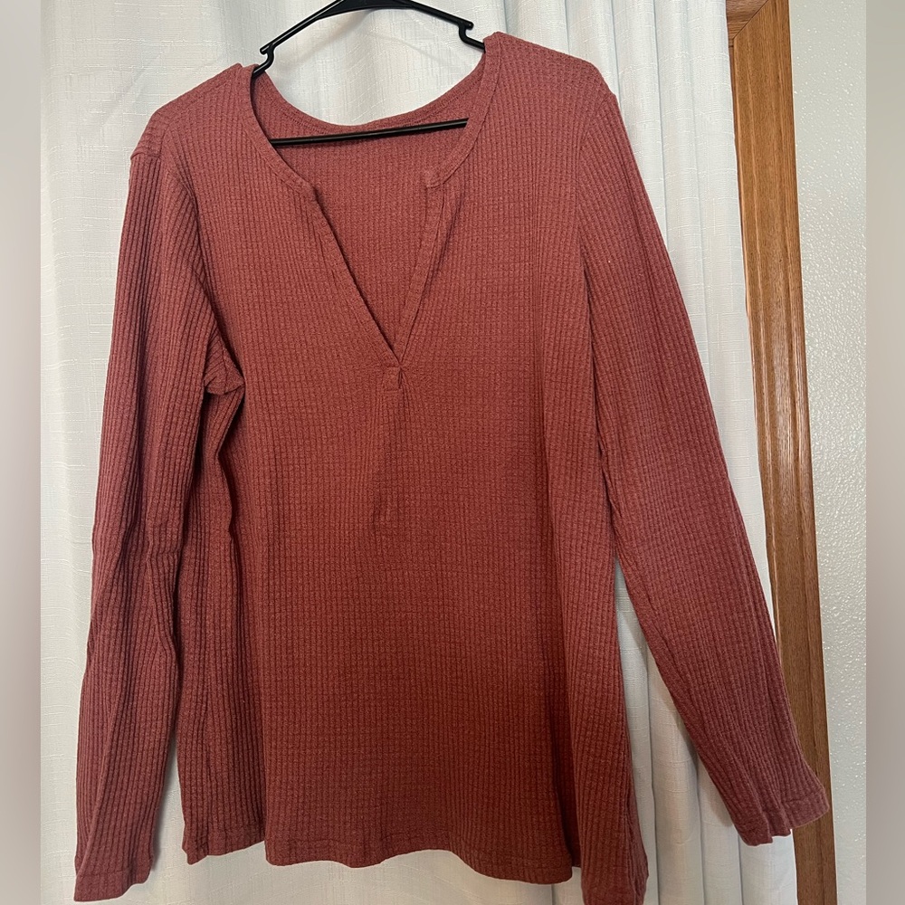 Mauve Long Sleeve Ribbed Top